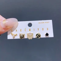 Yakemiyou 5pcs/Set Cartoon Design Stud Earrings for Women Girls Gold Color Cubic Zircon Jewelry 1