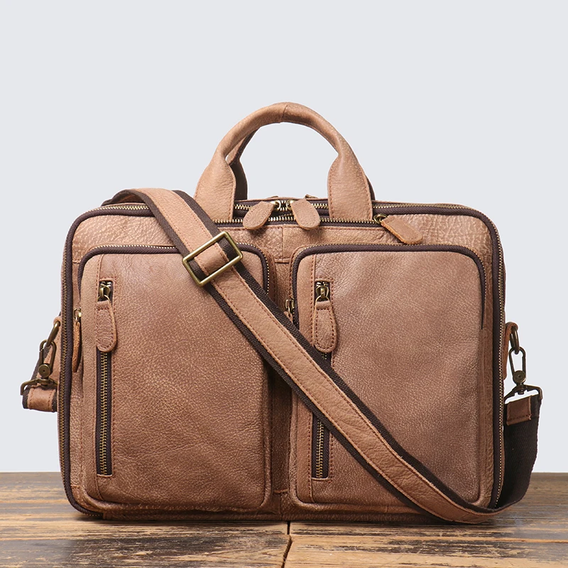 

Handbag Men's Briefcase Convertible Backpack Laptop Bag Man Leather Business Messenger Bag Portfolio Office Briefcases for Men