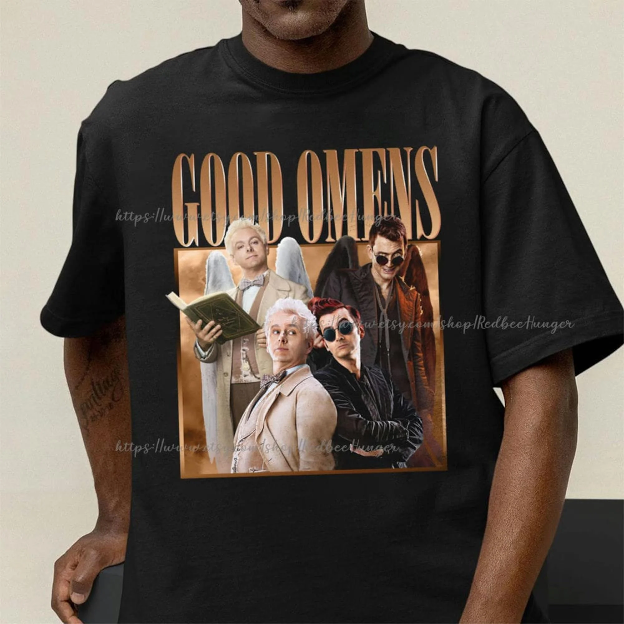Good Omens Movie T Shirt A Z Fall And Co Poster Aziraphalal Mascara 90S Vintage Sweat