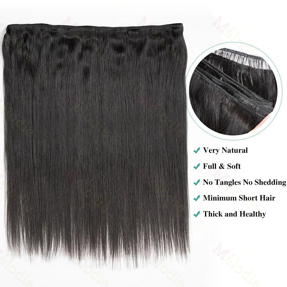 MELODIE 40 42 Inches Bone Straight Human Hair Weave Bundles Human Hair Extensions 3 4 Bundles Double Weft Bulk Braiding