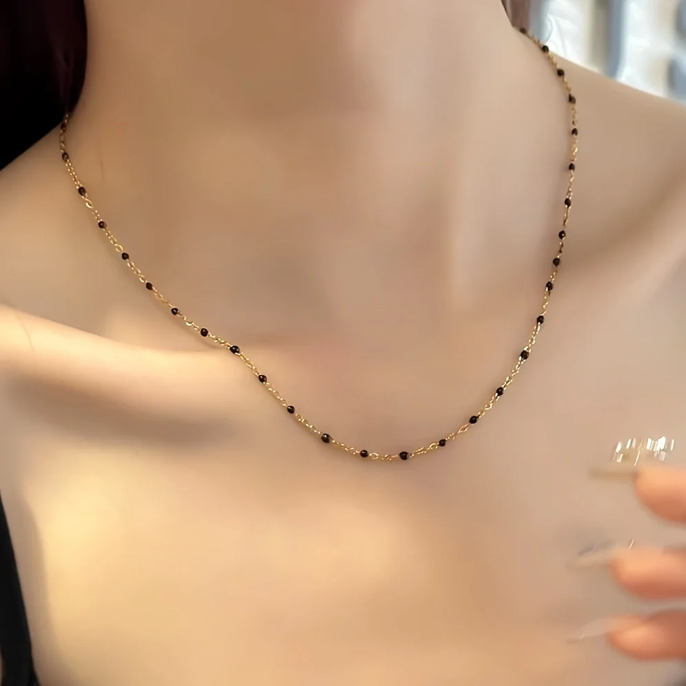 ASONSTEEL Trendige Edelstahl-Gliederketten-Halskette mit Tropföl-Optik, Modisch Golden für Damen, DIY-Schmuck im Bohemian-Stil – Detail 10