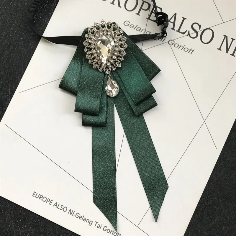 Vintage Kristall Stoff Fliege Brosche Koreanische Mode Bowties Krawatten für Frauen Weißes Hemd Kragen Luxus Schmuck Zubehör – Detail 5