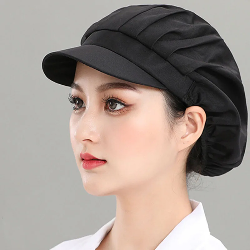 Chef Hat Cute Brim Kitchen Work Hat Restaurant Breathable Chef Hat Hotel Cooking Accessories Lady Dust Housekeeping Men