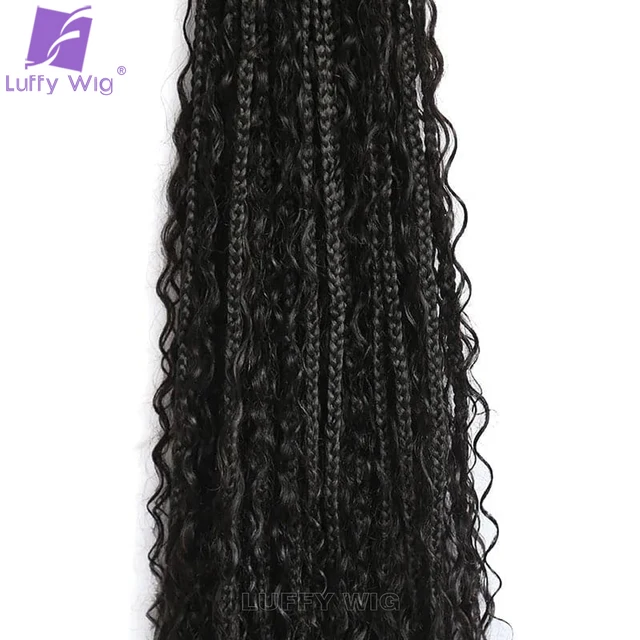 Crochet Boho Box Braids With Human Hair Curls Synthetic Hair For Braiding  14-30 inch Pre-looped Box Braids With Curly Ends - AliExpress