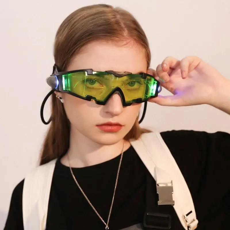 

Очки Y2K в стиле хип-хоп для мужчин и женщин, очки в стиле киберпанк, технология будущего, светодиодные очки, спортивные очки в стиле 1920-х годов, панковские очки