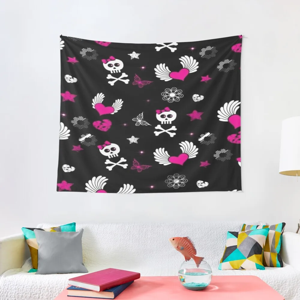 

Cute Emo Goth Skulls Art Tapestry Decoration Room Tapestries