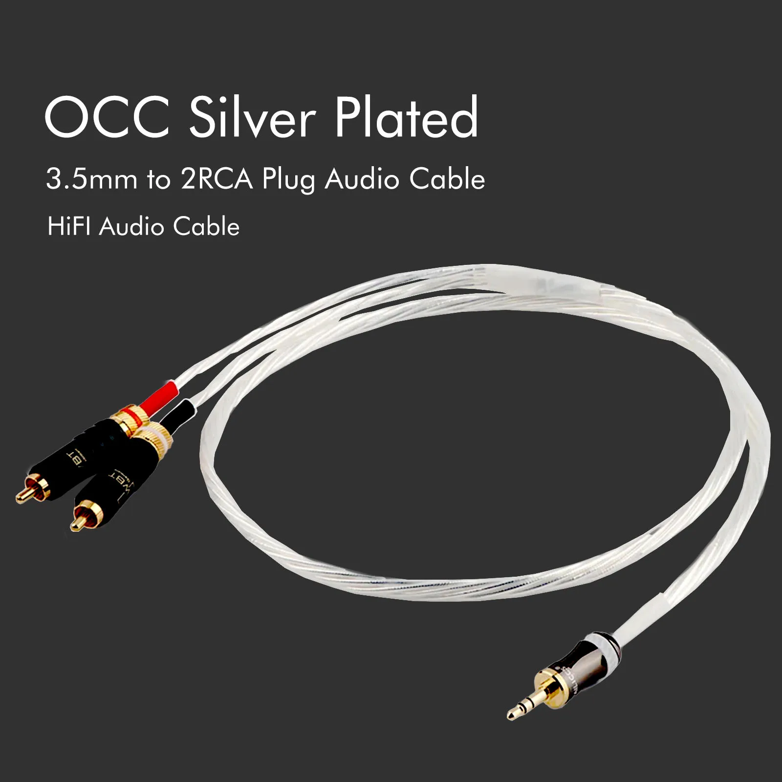 Versilbertes RCA-Kabel 2RCA auf 2,5 mm/3,5 mm Audiokabel HiFi-Stereo-AUX-RCA-Buchse 3,5 Y-Splitter für Verstärker