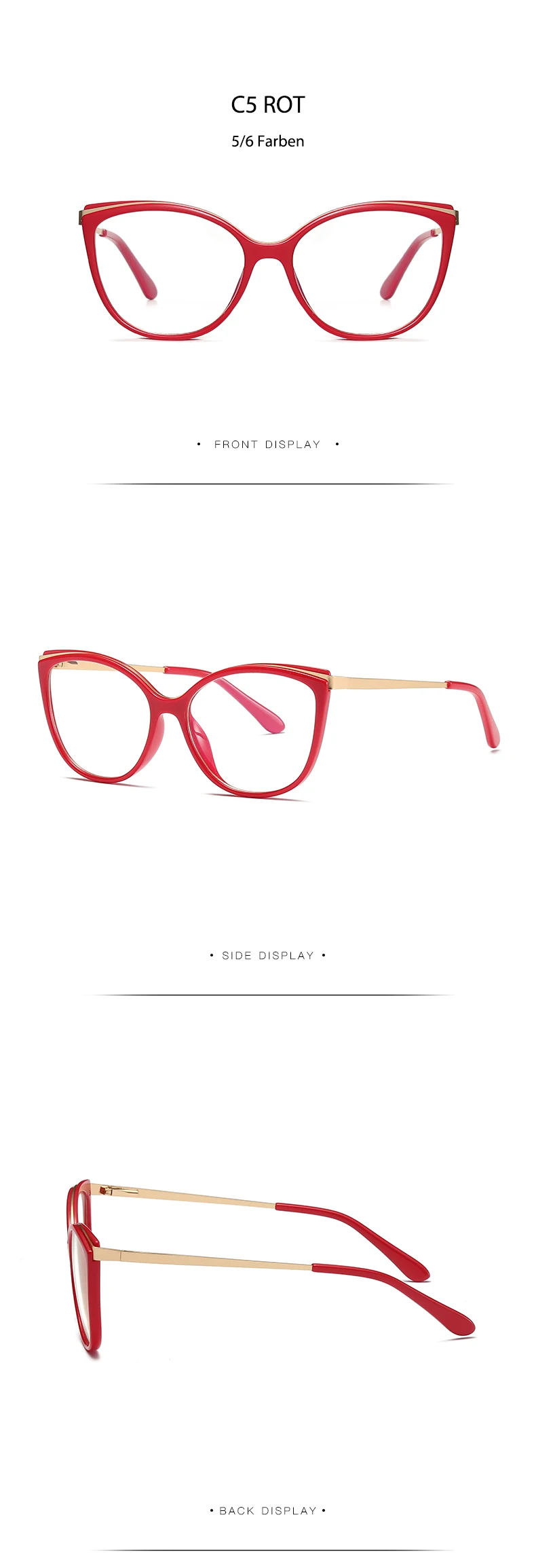 Modische Damenbrille, Cat-Eye-Design, stilvoller Vollrand, superleicht, neues Modell, Korrektionsbrille, Brillengestell. – Detail 14