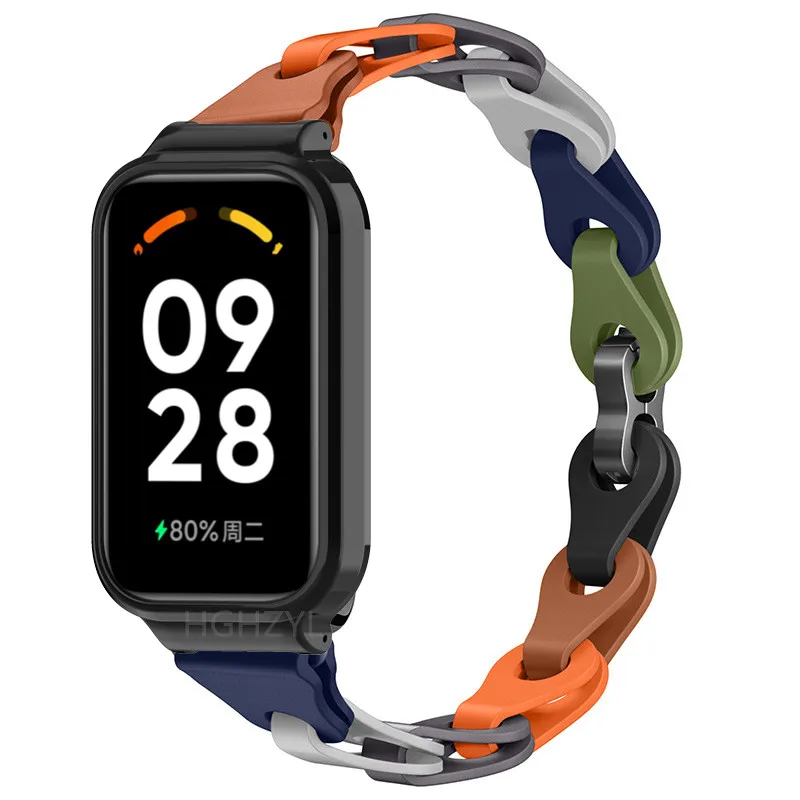 Colorful Chain Silicone Band for Xiaomi Mi Band 8 Active - Stylish Girls' and Women's Strap
