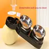 Cat Bowl Slanted Mouth Dog Bowl Cat Rice Bowl Double Bowl Stainless Steel Automatic Refilling Pet Bowl Three In One Drinking Fee 3