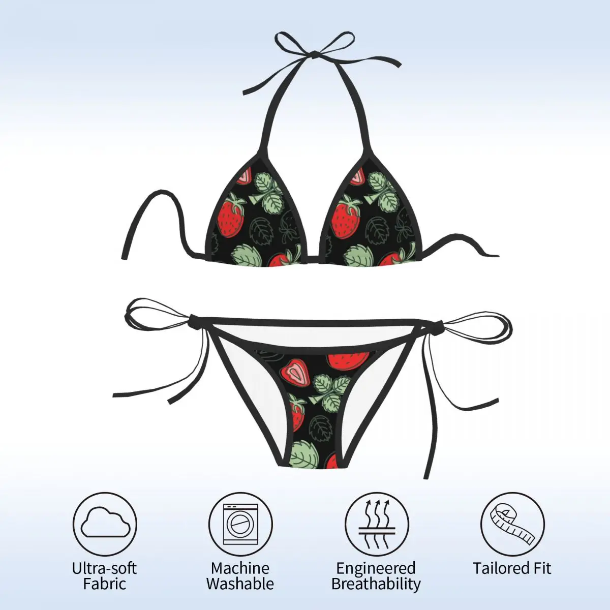 2022 New Sexy Bikini Sets Strawberry Swimsuit Cute Fruit Women Push Up Bather Swimming Suit Summer Beachwear Set XXL