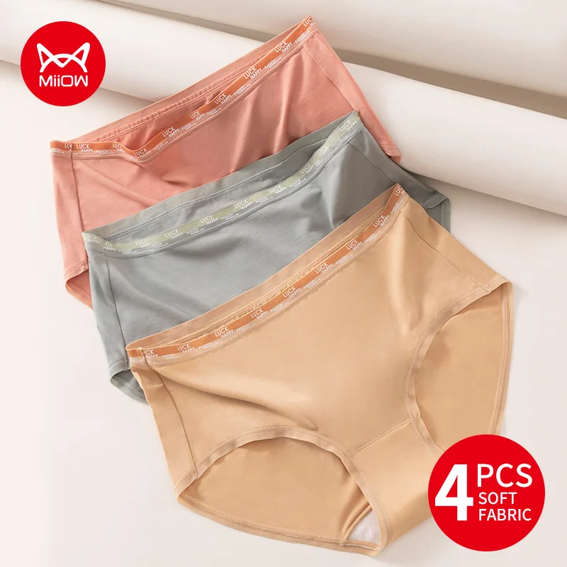 

MiiOW 4Pcs Modal Women's Sexy Panties Brief Female Lingerie Skin-friendly Cotton Crotch Antibacterial Underpants Woman Underwear