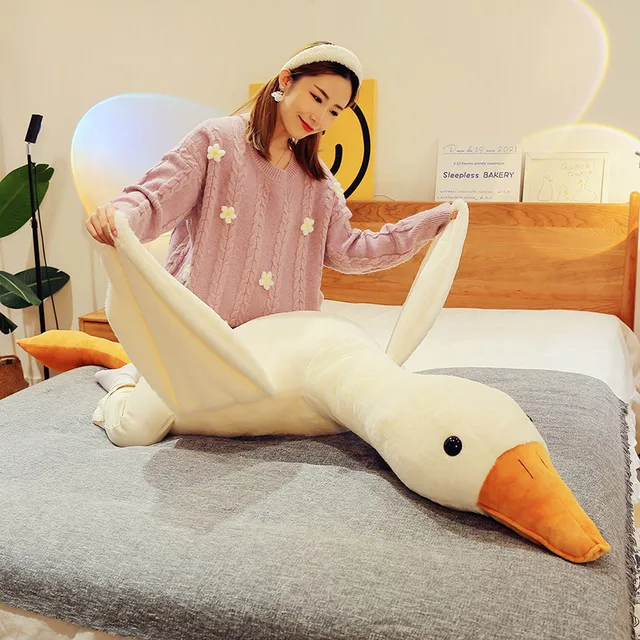50-190cm Cute Big White Goose Plush Toy Kawaii Huge Duck Sleep Pillow Cushion Soft Stuffed Animal Doll Birthday Gift for Girl 4