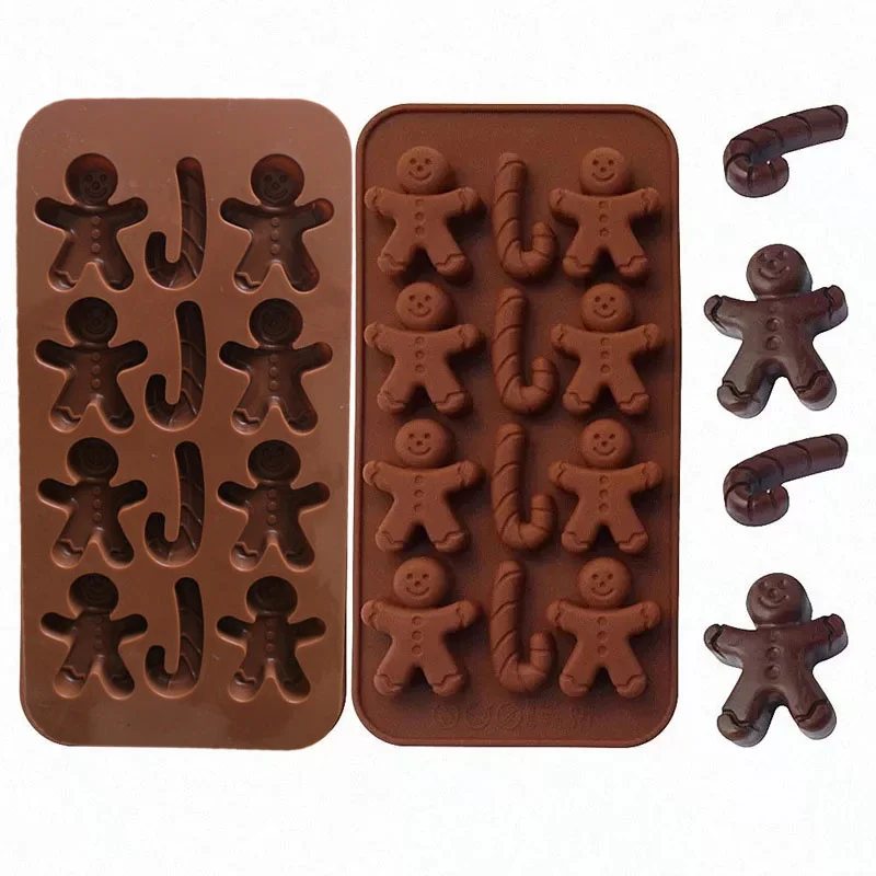 Christmas Gingerbread Man Crutches Silicone Chocolate Mould Biscuit