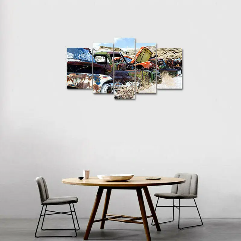 

No Framed Canvas 5Pieces Classic Car Vintage Truck Wall Art Posters Pictures for Living Room Office Home Decor Paintings