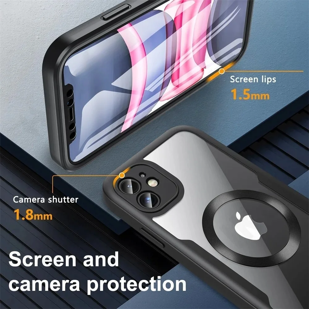 Ultimate 360° Shield: Magsafe Magnetic Ring Shockproof Case with Front & Back Protection