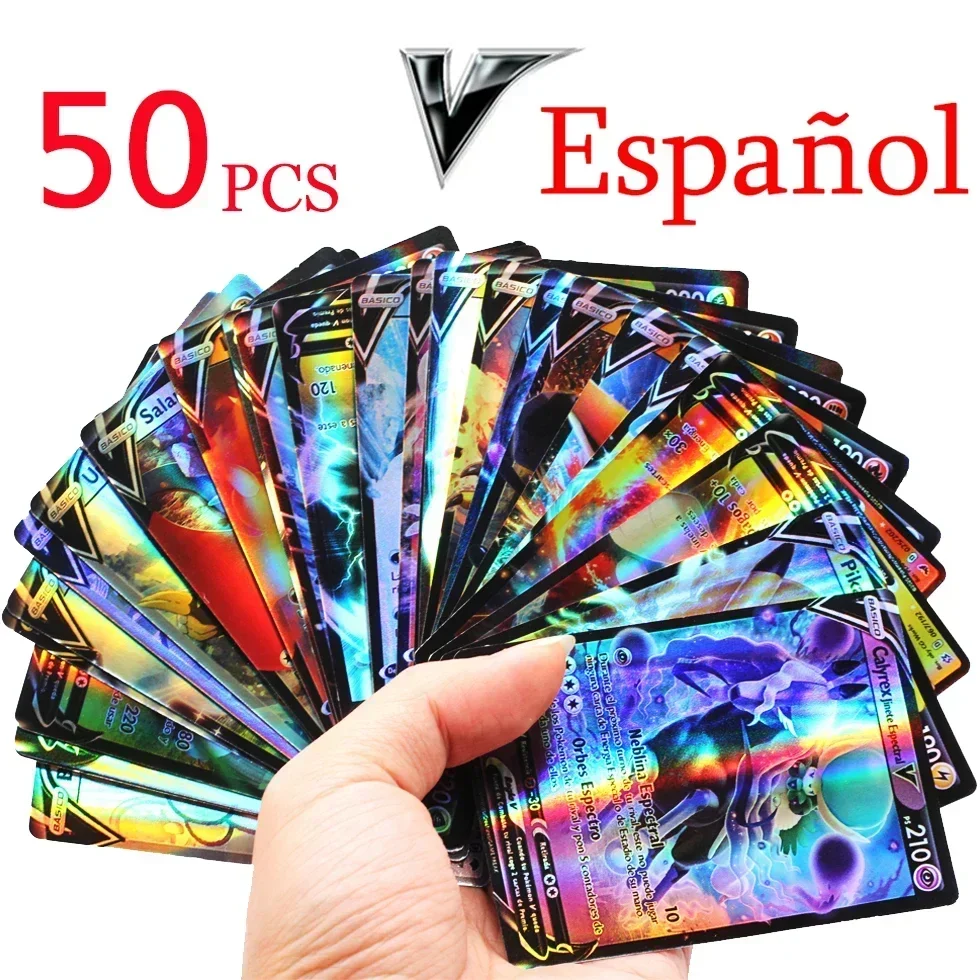 100PCS Spanish Pokemon Game Card GX V Mega Shining Game Battle Carte Trading Collection Cards Toys Children Gifts