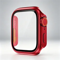 Premium Tempered Glass Screen Protector with Case - 40MM Series4 5 6 SE (Red)