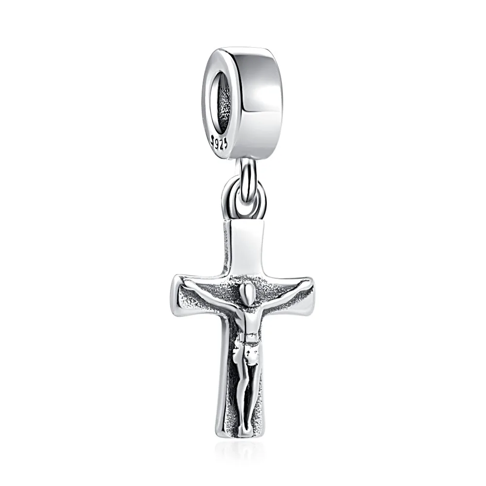 New 925 Sterling Silver plated  Christ  cross Buddha Charms DIY Dangle Bead Fit Original Pandora Bracelet Fashion Jewelry