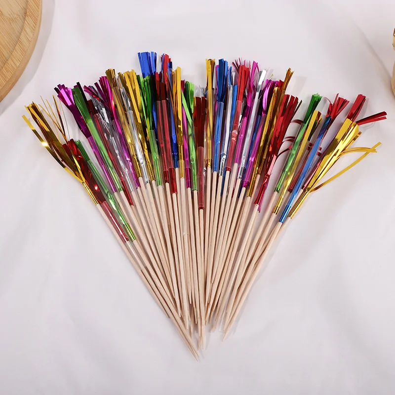 50 Stücke Quaste Feuerwerk Kuchen Topper Cocktail Picks Dessert Lebensmittel Obst Zahnstocher für Hochzeit Geburtstag Party Dekoration Weihnachten – Detail 5