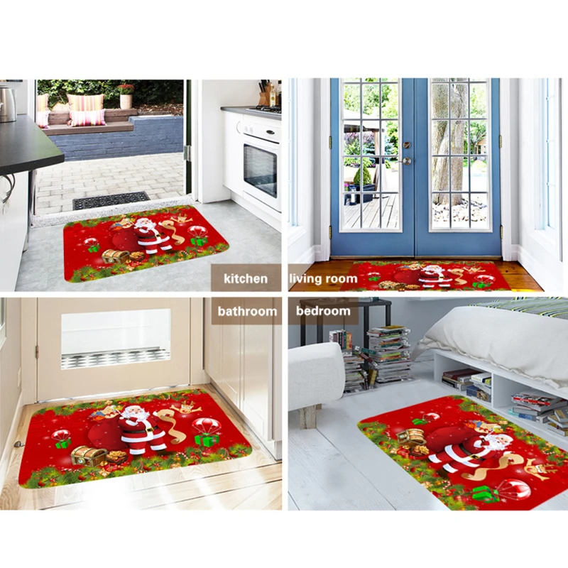 New Christmas Carpet Decoration Home floor mat Room Non-Slip Flannel rug Santa Claus Xmas Snowman christmas decorations for home