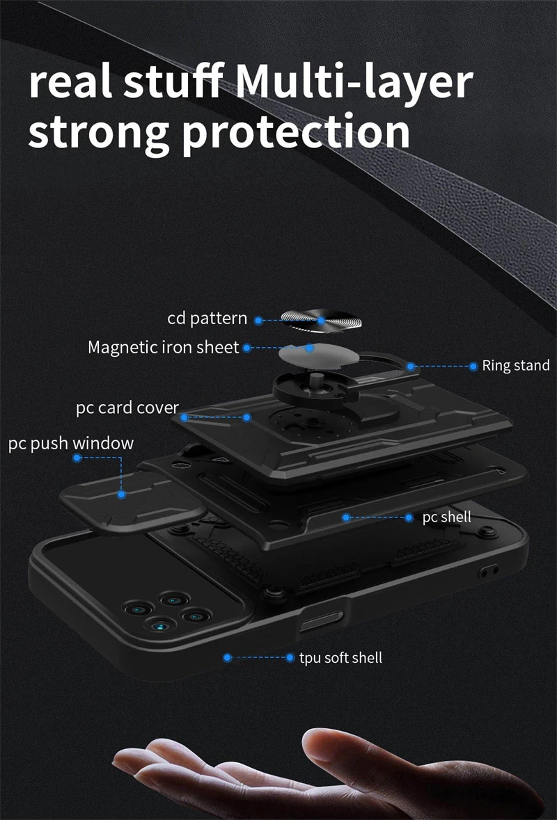 For Realme 8i Case Card Slot Ring Stand Camera Protect Phone For Cases Realme 8 Pro Realme8 4G 5G Shockproof Armor Back Cover 3