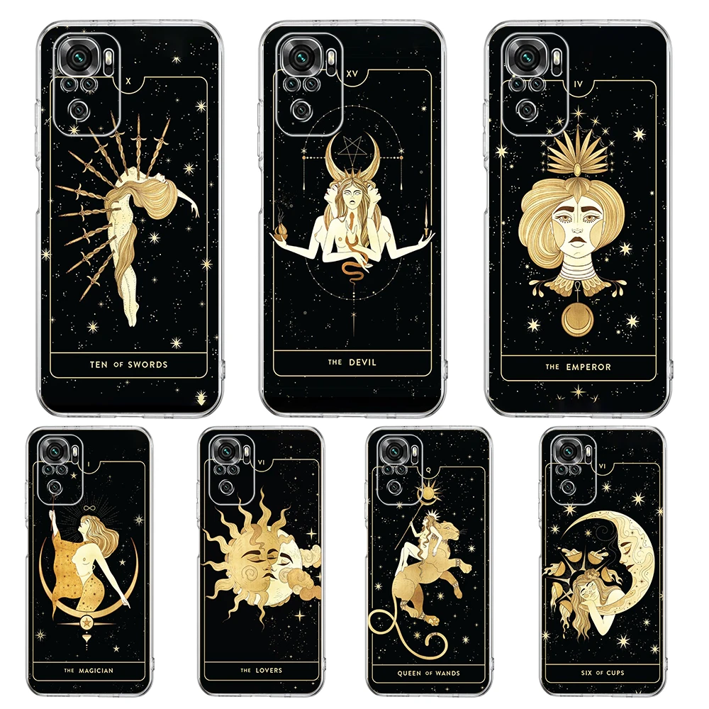 Hexen Mond Tarot Mystery Totem Handy hülle Abdeckung für Redmi Note 10 11 12 7 8 8t 9 k40 Gaming 9a 9c Pro plus transparente Hülle
