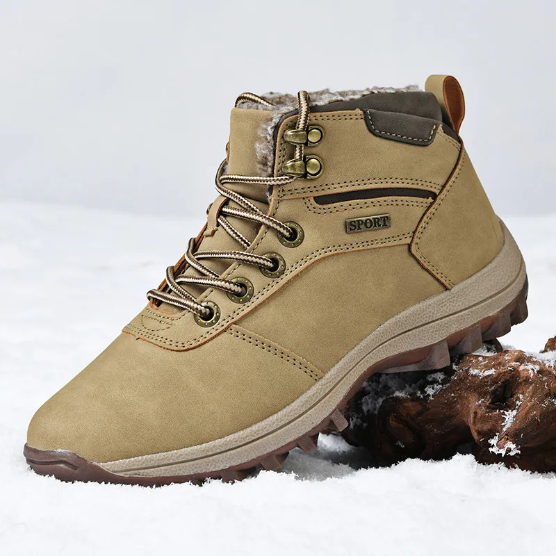 thumbnail image 1 of Botas de invierno para hombre, zapatillas de deporte con plataforma con cordones a la moda para hombre, zapatos de algodón Unisex antideslizantes de suela gruesa para exteriores, botas de nieve para m, 1 of 4