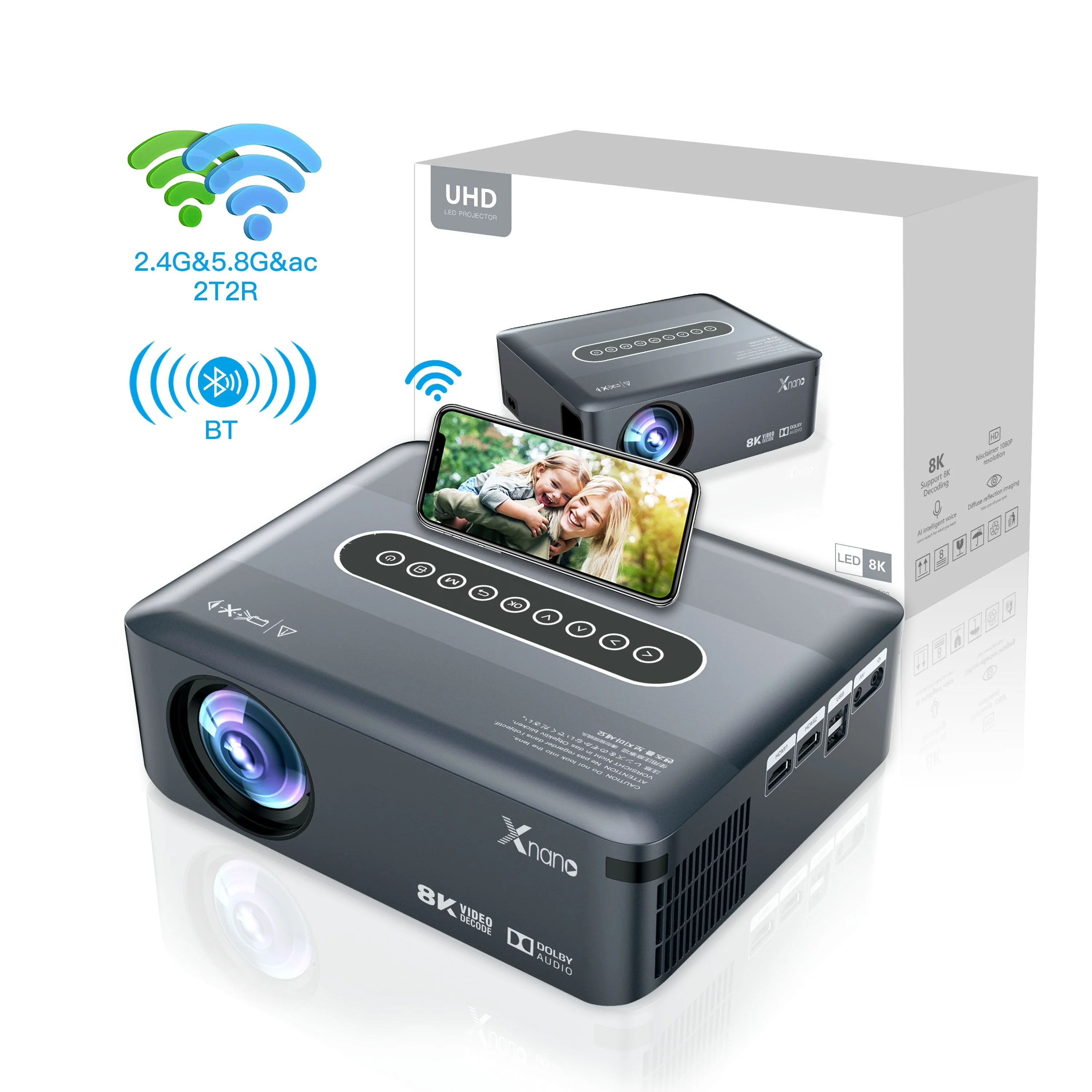 

X1 Smart Android WIFI 3D Video Full HD 1080P 8K Home Theater Projector 4K Proyector Android DLP projectors