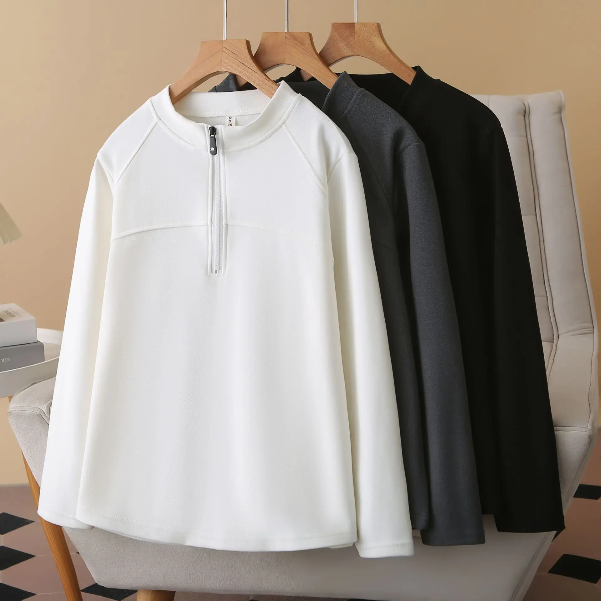 XXXXL Fashion Plus Size Women's T-Shirt New Wear For Autumn And Winter Casual half-open-neck Long Sleeved Base Warm Tops 2548