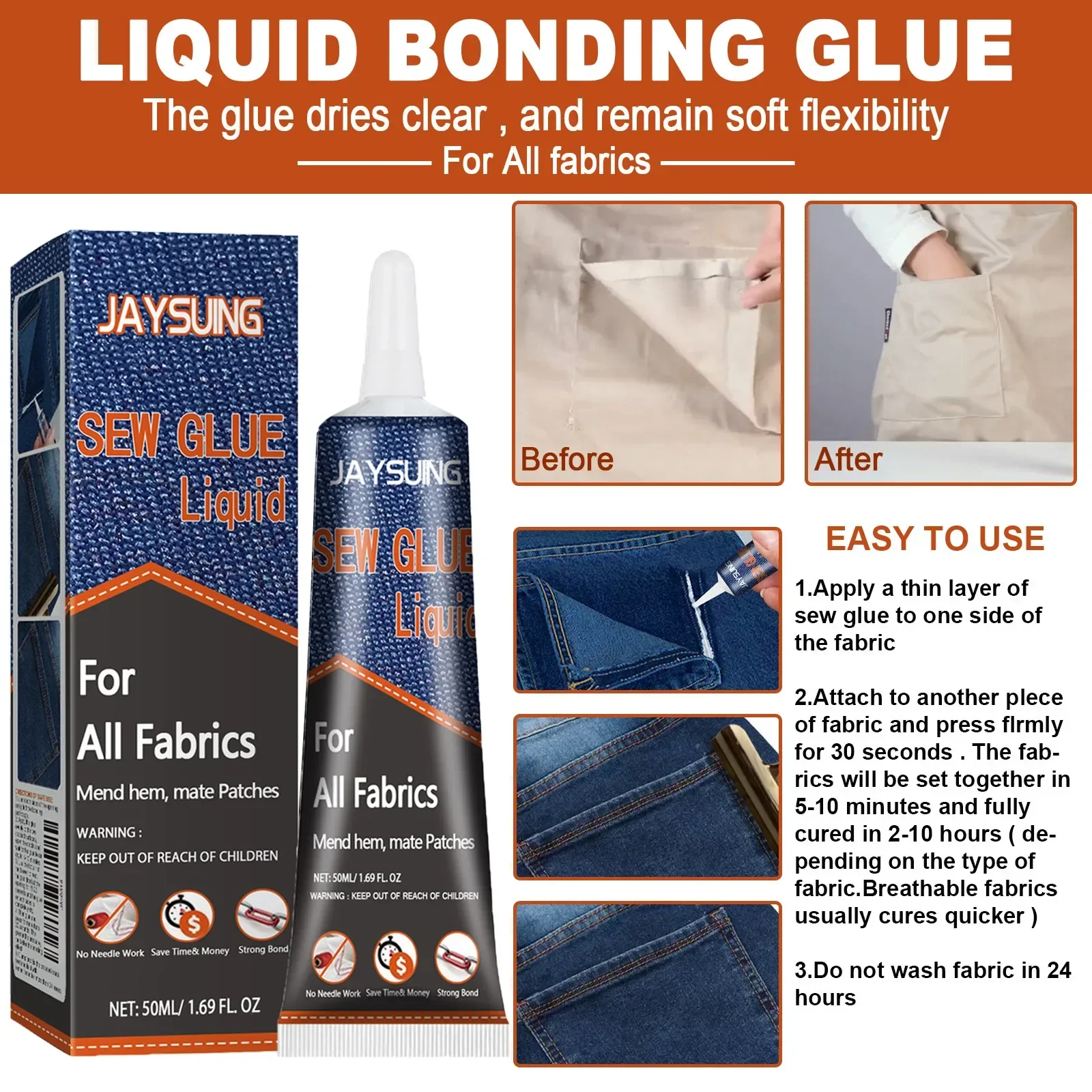 High Viscosity Fabric Sewing Glue for Clothes Mending and Leather Repair
