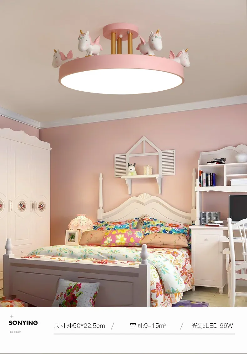 Description Picture 6 of itemNordic Cartoon Ceiling Lights Modern Creative Personality Unicorn Lamp Children's Room Bedroom Art Home Decoration LED Luminaria