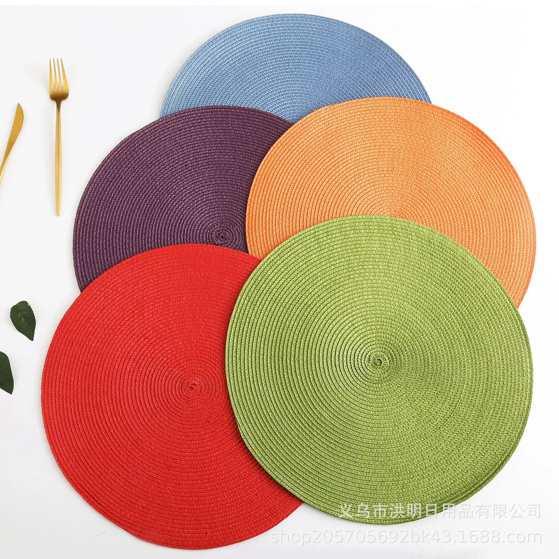 

Round Placemats For Dining Table Coaster Heat-Resistant Placemats Stain Resistant Anti-Skid Washable Cotton Woven Tableware Mat