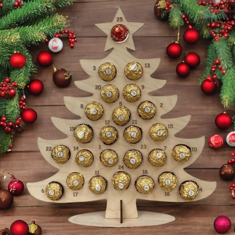 Wooden Chocolate Display Rack Christmas Party Chocolate Rack 24 Days Advent Calendar Creative Wedding Party Candy Supplies