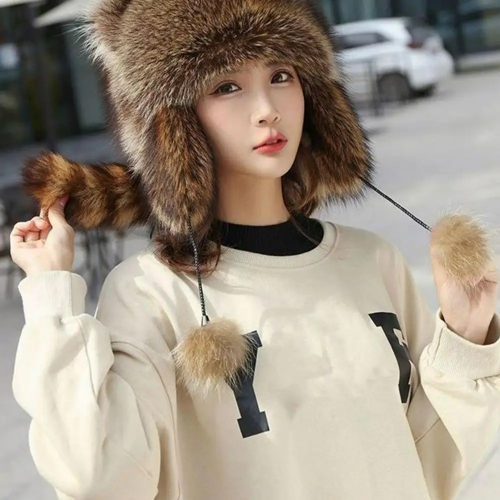 

Women Winter Hat Raccoon Shape Thermal Winter Hat for Adults Children Cute Warm Comfortable Headwear for Weather Durable Raccoon