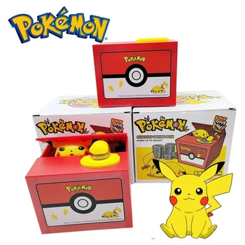 Pokemon Piggy Bank Action Figure Anime Cartoon Pikachu Electronic Plastic Money Box Steal Coin Piggy Bank Pokémon Kid Toys Gift