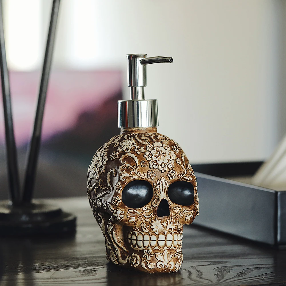Skull Soap Dispenser Bottle Refill Pump Halloween Decor Shampoo Holder Soap Dispenser Ornament for Home Bathroom soap dispenser