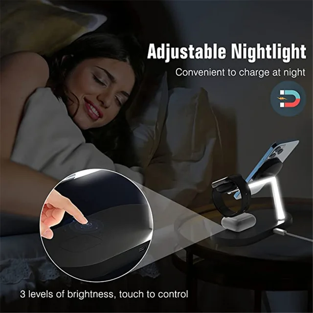 3 in 1 Magnetic Wireless Charger Stand For iPhone 14 13 12 Pro Max Apple Watch 8 7 Airpods Induction USB Fast Charging Station 3