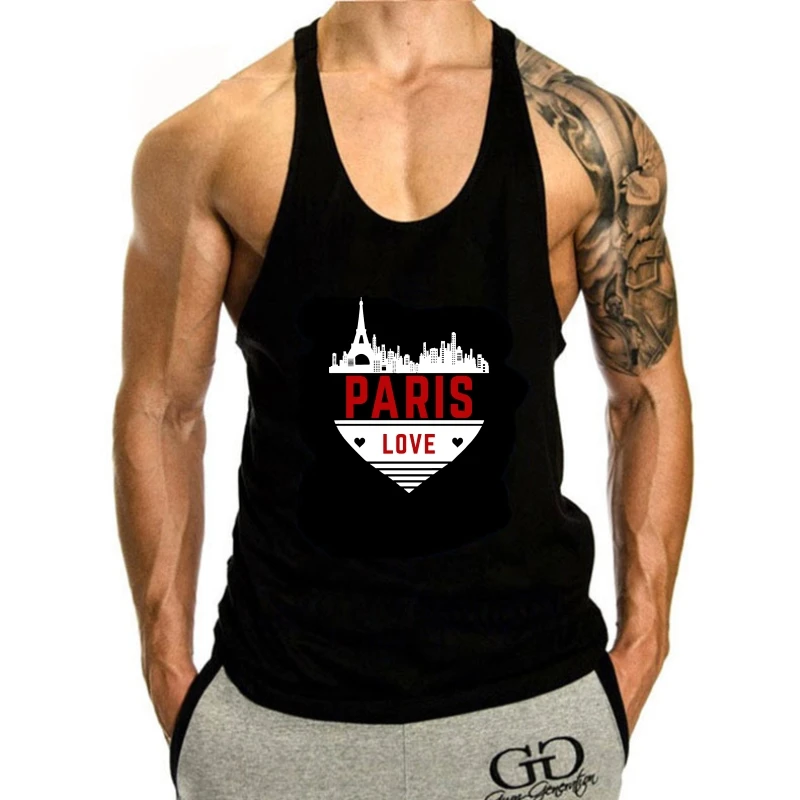 

Майка мужская высокоэластичная, хлопковая укороченная майка, для путешествий, с надписью «PARIS LOVE SKYLINE HEART FRANCE PRIDE», летняя