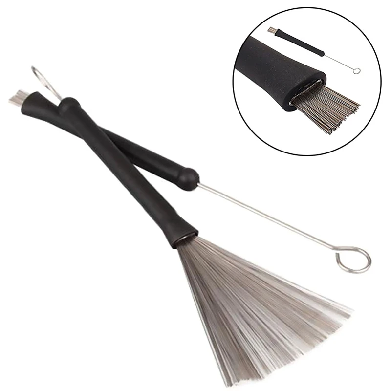 

Anti-Corrosion and Wear Resistance Metal Wire Drum Brushes Cleaning Tool Portable Jazz Musical Retractable Sticks Drum Brushes