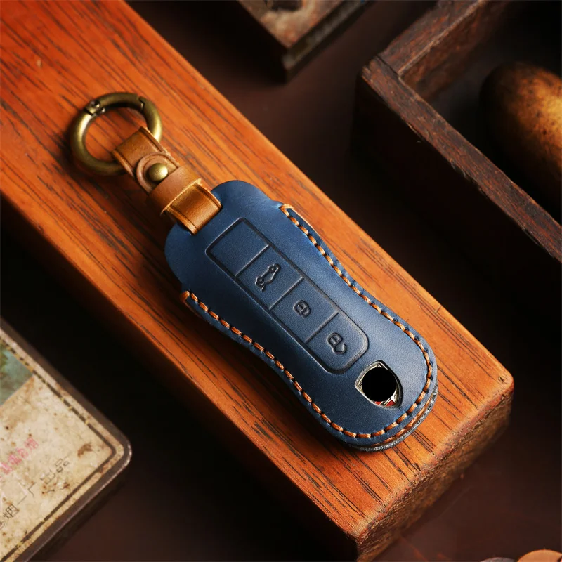 

Handmade Leather Car Key Case Remote Protect Frame Cover for New Porsche Cayenne Panamera 2020 911 992 971 Carrera Taycan
