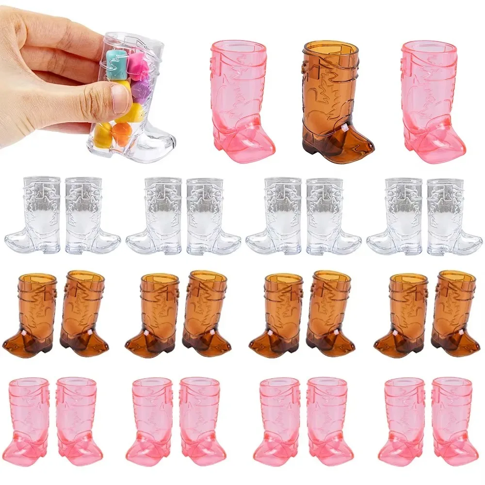 1/10Pcs 크리 에이 티브 1 온스 미니 카우보이 부츠 안경 플라스틱 투명 샷 ..