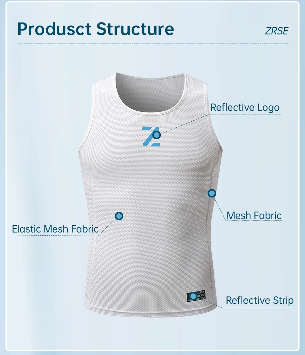 Description Picture 5 of itemMen Cycling Vest Base Layer Summer Bicycle Clothing Jersey Sleeveless Women MTB Road Bike Clothes Mesh Underwear White Black