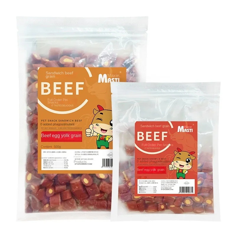 Pet Snacks Beef Egg Yolk Grain Dog Snacks Meaty Chewy Nutritious and Delicious Food Training Interactive Reward Pet 500g