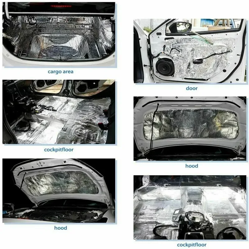 10 Sheets Sound Deadener Heat Insulation Mat Car Van Sound Proofing Deadening Insulation Car Hood Silent 5mm