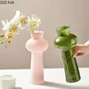 Green Glass Vase Flowers Pots Hydroponic Flower Vessels Desk Decoration Flower Arrangement  Floral Vases Room Aesthetic Decor 1
