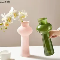 Green Glass Vase Flowers Pots Hydroponic Flower Vessels Desk Decoration Flower Arrangement  Floral Vases Room Aesthetic Decor 1