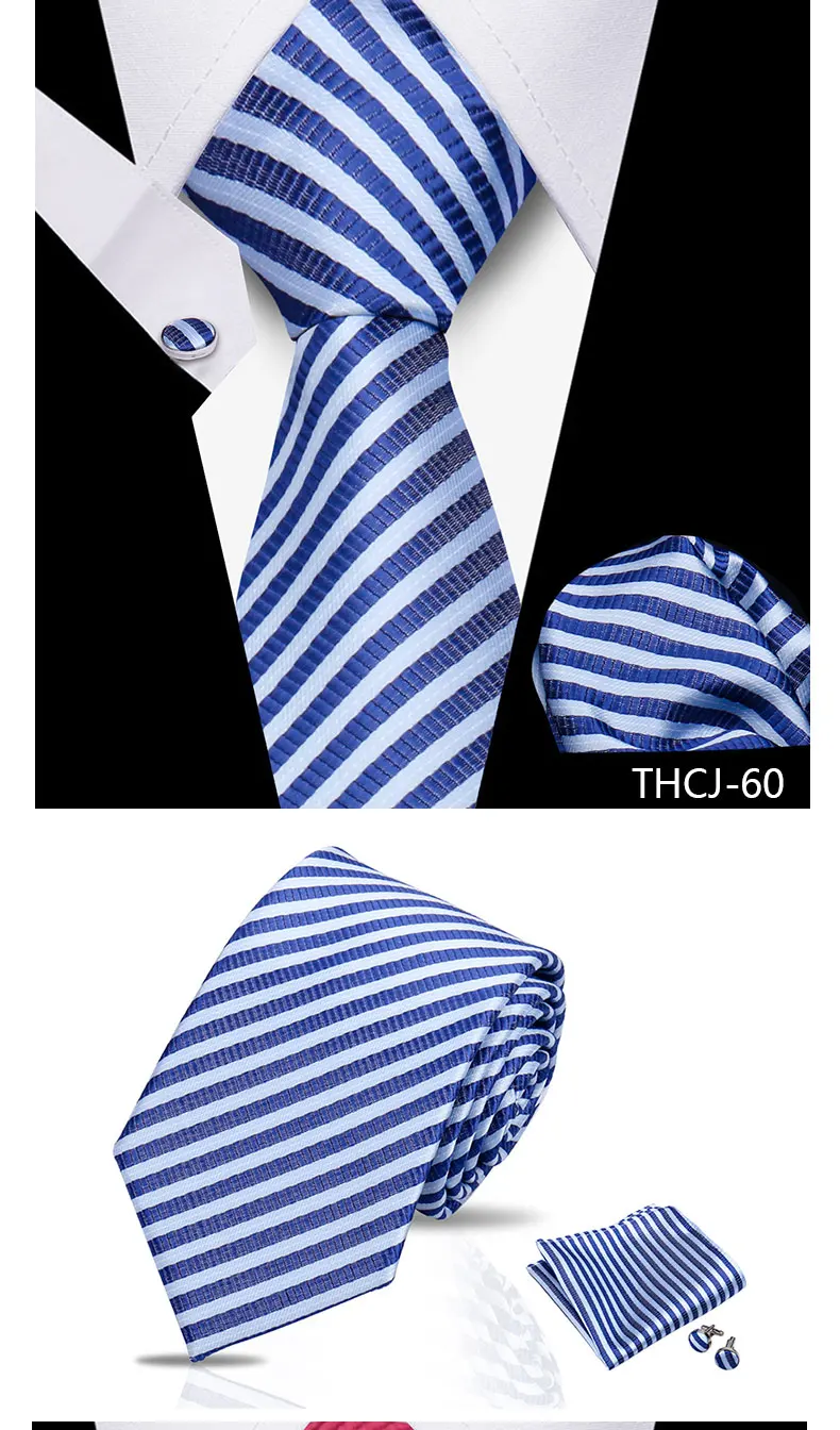 Krawatte Mann Luxus Business Krawatte Für Herren Manschettenknöpfe Einstecktuch Set 7,5 cm Krawatte Für Hochzeit Party Hemden Sets weiße Krawatten – Detail 3