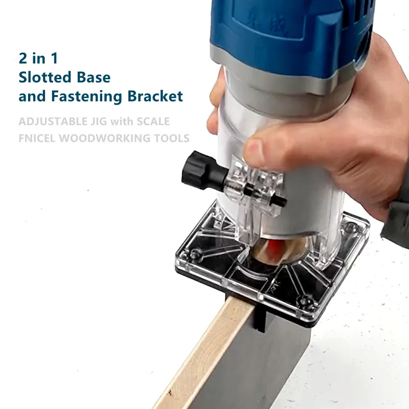 2 in 1 Slotted Base and Fastening Bracket Wood Milling Base Slotted Trimming Milling Cutter Bakelite Slotting Guide Locator trimming machine base slotting guide base