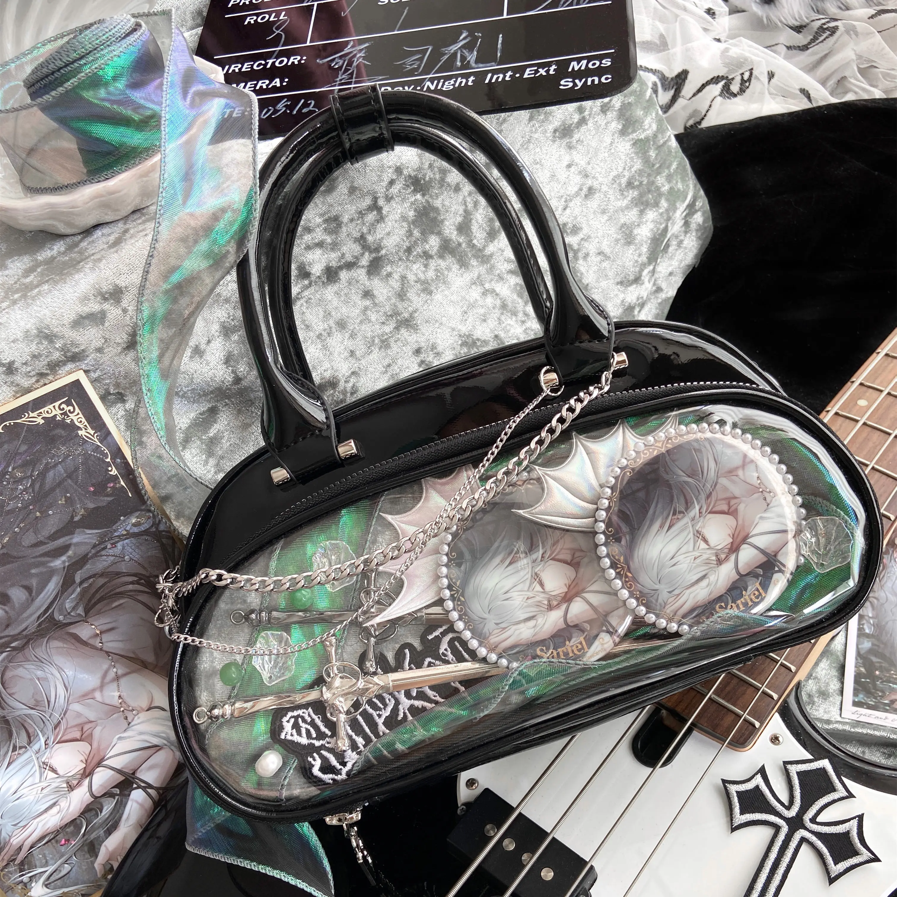 

Original Kawaii Bowling Sports Series Versatile Fashion Itabag Transparent Handbag PU Shoulder Bag Sweet Cool Messenger Bag